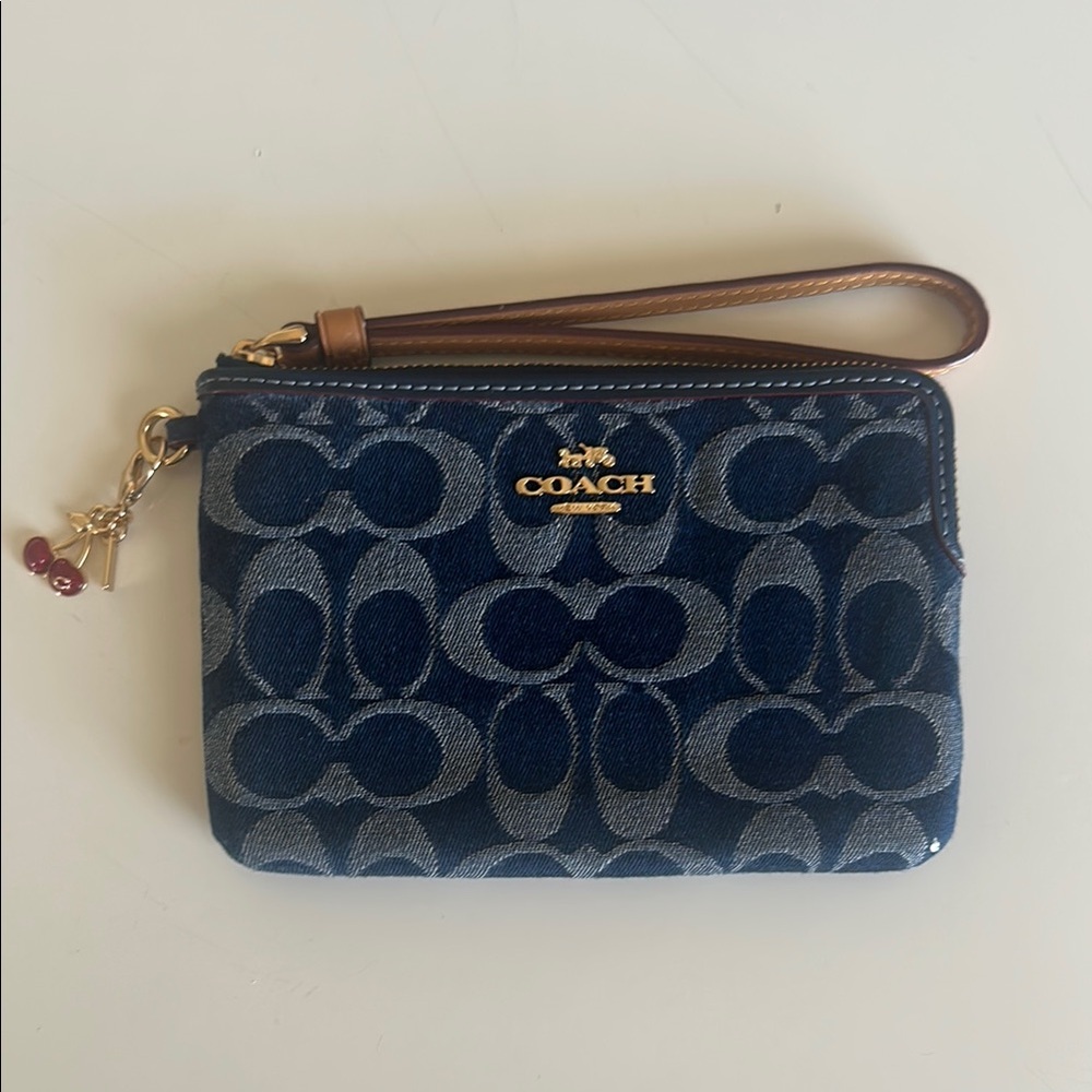 Coach Signature Denim Wristlet